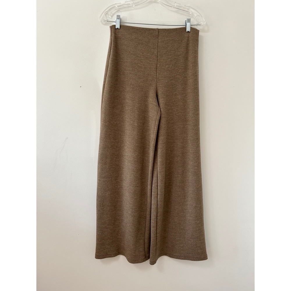 Zara Knit Wide Leg Sweater Pants Women Medium Brown Minimalist High Rise